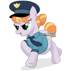 Size: 9000x9000 | Tagged: safe, artist:xniclord789x, derpibooru import, copper top, absurd resolution, belly, cuffs, cute, police officer, police pony, pregnant, simple background, solo, transparent background