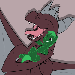 Size: 1024x1024 | Tagged: safe, artist:carson marain, derpibooru import, dragon, pony, happy, hug, overly happy