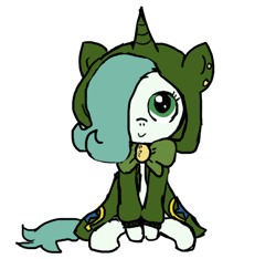 Size: 640x600 | Tagged: safe, artist:ficficponyfic, color edit, derpibooru import, edit, oc, oc only, oc:emerald jewel, earth pony, pony, bowtie, child, clothes, color, colored, colt, colt quest, cute, cute face, cutie mark, ear piercing, femboy, foal, hair over one eye, hnnng, hoodie, horn, male, piercing, smiling, solo, trap, weapons-grade cute