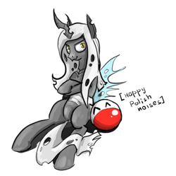 Size: 593x590 | Tagged: safe, artist:ponyjob, derpibooru import, oc, oc only, changeling, /pol/, descriptive noise, meme, polandball, polish, sitting, smirk, white changeling