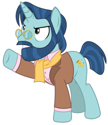 Size: 2100x2428 | Tagged: safe, artist:sketchmcreations, derpibooru import, trapeze director, pony, viva las pegasus, background pony, beard, clothes, facial hair, glasses, male, scarf, shirt, simple background, solo, stallion, transparent background, unnamed pony, vector