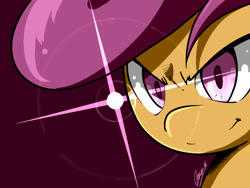 Size: 800x600 | Tagged: safe, artist:starykrow, scootaloo, bust, looking at you, portrait, smiling, solo