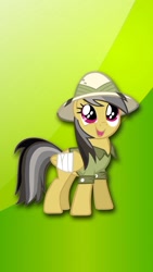 Size: 640x1136 | Tagged: safe, derpibooru import, daring do, broken wing, happy, open mouth