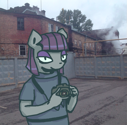 Size: 673x661 | Tagged: safe, artist:grinwild, derpibooru import, maud pie, anthro, camera, irl, photo, ponies in real life, solo