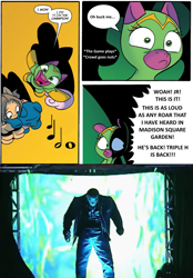 Size: 775x1115 | Tagged: safe, derpibooru import, cheerilee, cloverleaf, spoiler:comic, spoiler:comic29, monday night raw, raw, surprise entrance meme, triple h, triple hhh, wwe