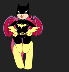 Size: 444x462 | Tagged: safe, artist:/d/non, derpibooru import, oc, oc only, oc:murmur, satyr, batwoman, clothes, costume, offspring, parent:oc:arrhythmia, solo