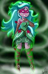 Size: 2620x4000 | Tagged: safe, artist:befishproductions, derpibooru import, gaea everfree, gloriosa daisy, equestria girls, legend of everfree, absurd resolution, breasts, clothes, dress, eyes closed, female, magical geodes, signature, solo