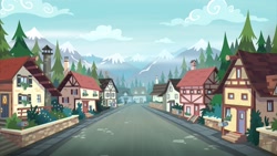 Size: 1920x1080 | Tagged: safe, derpibooru import, equestria girls, legend of everfree, background, house, scenery, town