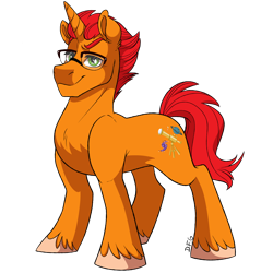 Size: 1600x1600 | Tagged: safe, artist:dragonfoxgirl, derpibooru import, oc, oc only, oc:sunflare, pony, unicorn, glasses, male, simple background, smug, solo, stallion, transparent background