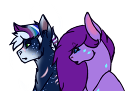 Size: 1589x1154 | Tagged: safe, artist:sp0tti, derpibooru import, oc, oc only, oc:amneythyst, oc:moonflare, dracony, hybrid, duo, interspecies offspring, my little pony, offspring, parent:rainbow dash, parent:rarity, parent:soarin', parent:spike, parents:soarindash, parents:sparity