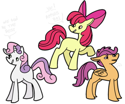 Size: 1024x853 | Tagged: safe, artist:ghost8oy, derpibooru import, apple bloom, scootaloo, sweetie belle, blank flank, cutie mark crusaders