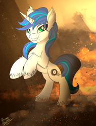 Size: 1508x1980 | Tagged: safe, artist:pedrohander, derpibooru import, oc, oc only, oc:shifting gear, pony, unicorn, rearing, request, solo