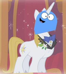 Size: 558x625 | Tagged: safe, artist:justasimplename, derpibooru import, edit, edited screencap, screencap, prince blueblood, bloo (foster's), crossover, foster's home for imaginary friends, pun, solo, sparkles, visual pun, wat