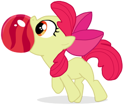 Size: 1132x970 | Tagged: safe, artist:flutterflyraptor, derpibooru import, apple bloom, the cutie pox, bowling ball, mouth hold, simple background, solo, transparent background, vector