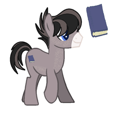 Size: 622x656 | Tagged: safe, artist:katzapegasister, artist:sinfulbases, derpibooru import, oc, oc only, oc:kaiko, book, offspring, parent:limestone pie, parent:quibble pants, solo