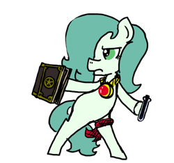 Size: 640x600 | Tagged: safe, artist:ficficponyfic, artist:methidman, color edit, derpibooru import, edit, oc, oc only, oc:emerald jewel, amulet, angry, bandana, bipedal, child, color, colored, colt, colt quest, femboy, fight, foal, glare, hair over one eye, male, pose, potion, solo, spellbook, standing, story included, vial