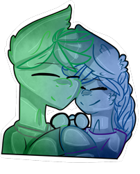 Size: 806x1000 | Tagged: safe, artist:chicailovebonnie, derpibooru import, oc, oc only, oc:dark script, oc:lime tendril, couple, cute, eyes closed, female, glasses, male, monochrome, nuzzling, oc x oc, shipping, straight