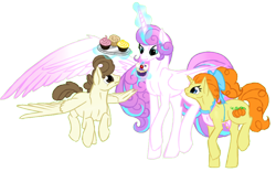 Size: 1000x622 | Tagged: safe, artist:dedonnerwolke, derpibooru import, pound cake, princess flurry heart, pumpkin cake, older, simple background, transparent background