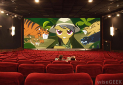 Size: 1000x694 | Tagged: safe, derpibooru import, screencap, daring do, big cat, cat, cheetah, human, lynx, panther, pony, tiger, ahuizotl's cats, animal, cinema, clothes, female, hat, irl, irl human, mare, people, photo, pith helmet, theater