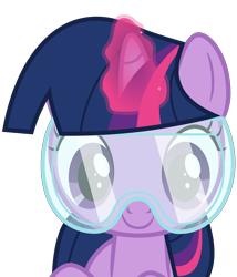 Size: 6418x7502 | Tagged: safe, artist:pink1ejack, twilight sparkle, pony, unicorn, celestial advice, absurd resolution, cute, female, filly, filly twilight sparkle, goggles, looking at you, safety goggles, simple background, smiling, transparent background, twiabetes, younger