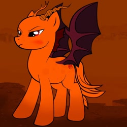 Size: 1024x1024 | Tagged: safe, artist:dragonlove01, derpibooru import, dracony, hybrid, fiery wings, peril (wings of fire), ponified, skywing, solo