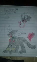 Size: 1536x2560 | Tagged: safe, artist:chillywilly, derpibooru import, oc, oc only, oc:chilly willy, oc:derk, dragon, pony, duo, gem, lined paper, photo, size difference, traditional art