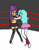 Size: 440x563 | Tagged: safe, artist:toyminator900, derpibooru import, ginger owlseye, paisley, equestria girls, boxing, clothes, exeron fighters, foxy boxing, midriff, skirt, sports bra