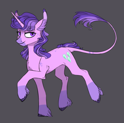 Size: 2269x2239 | Tagged: safe, artist:etalir, derpibooru import, amethyst star, sparkler, classical unicorn, pony, unicorn, chest fluff, chin fluff, cloven hooves, coat markings, ear fluff, female, gray background, high res, leg fluff, leonine tail, mare, simple background, solo, tail fluff, unshorn fetlocks