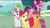 Size: 1280x720 | Tagged: safe, derpibooru import, screencap, apple bloom, scootaloo, spoiled rich, sweetie belle, pony, crusaders of the lost mark, angry, cutie mark crusaders, excuse me, insulted, open mouth, raised eyebrow, raised hoof, snobby, upset