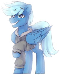 Size: 1024x1270 | Tagged: safe, artist:starlyflygallery, derpibooru import, oc, oc only, pegasus, pony, clothes, hoodie, jack harkness, solo