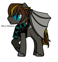 Size: 332x356 | Tagged: safe, artist:pointnclick, derpibooru import, oc, oc only, oc:nyko, bat pony, pony, pony creator, edgy, meme, solo