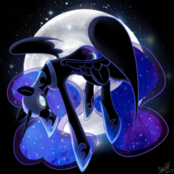 Size: 900x900 | Tagged: safe, artist:roselinath, derpibooru import, nightmare moon, moon, solo