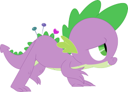 Size: 3593x2589 | Tagged: safe, artist:porygon2z, derpibooru import, spike, dragon, green isn't your color, fangs, male, pincushion spike, pins, quadrupedal spike, simple background, smiling, solo, transparent background, vector