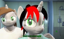 Size: 800x500 | Tagged: safe, derpibooru import, oc, oc only, oc:blackjack, oc:littlepip, anthro, fallout equestria, 3d, fallout, fallout 4, game mod, rule 63