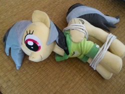 Size: 2048x1536 | Tagged: safe, artist:nekokevin, derpibooru import, daring do, bondage, bound wings, clothes, doll, irl, photo, plushie, rope, shirt, toy