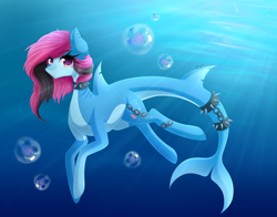 Size: 900x706 | Tagged: safe, artist:fluffymaiden, derpibooru import, oc, oc only, original species, shark pony, solo, underwater