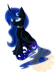 Size: 1024x1365 | Tagged: safe, artist:dagongarres, derpibooru import, nightmare moon, clothes, nicemare moon, simple background, sitting, socks, solo, transparent background, watermark