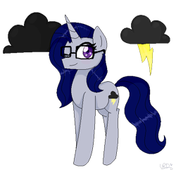 Size: 529x510 | Tagged: safe, artist:ultrard, derpibooru import, oc, oc only, oc:thunderstorm, pony, unicorn, female, glasses, one eye closed, solo, unicorn oc