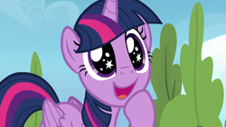 Size: 1920x1080 | Tagged: safe, derpibooru import, screencap, twilight sparkle, twilight sparkle (alicorn), alicorn, pony, top bolt, solo, starry eyes, wide eyes, wingding eyes