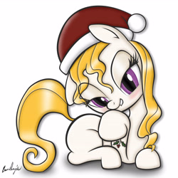 Size: 4724x4724 | Tagged: safe, artist:bartkoju, derpibooru import, oc, oc only, absurd resolution, christmas, hat, holly, holly mistaken for mistletoe, santa hat, solo