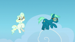 Size: 1920x1080 | Tagged: safe, derpibooru import, screencap, sky stinger, vapor trail, pegasus, pony, top bolt, duo, female, male, mare, stallion