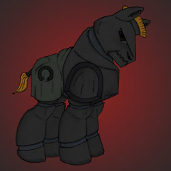 Size: 1000x1000 | Tagged: safe, derpibooru import, oc, oc only, earth pony, pony, armor, cult of void, solo, symbol, warrior