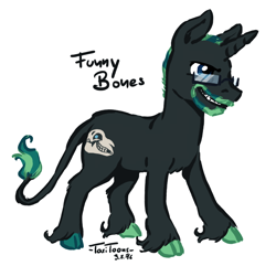 Size: 700x675 | Tagged: safe, artist:taritoons, derpibooru import, oc, oc only, oc:funny bones, classical unicorn, pony, unicorn, cloven hooves, leonine tail, ponysona, unshorn fetlocks