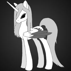 Size: 1000x1000 | Tagged: safe, derpibooru import, oc, oc only, alicorn, pony, alicorn oc, black background, cult of void, goddess, monochrome, simple background, solo