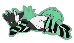 Size: 800x475 | Tagged: safe, artist:otpl, derpibooru import, oc, oc only, oc:tounicoon, changeling, hybrid, abstract background, changeling oc, clothes, male, socks, solo, striped socks