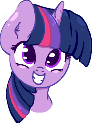 Size: 432x578 | Tagged: safe, anonymous artist, derpibooru import, twilight sparkle, bust, cute, looking at you, ms paint, portrait, simple background, smiling, solo, transparent background, twiabetes