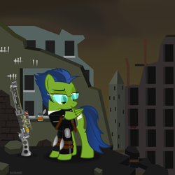 Size: 5000x5000 | Tagged: safe, artist:skrollz, derpibooru import, oc, oc only, pegasus, pony, fallout equestria, absurd resolution, clothes, gun, leather jacket, weapon