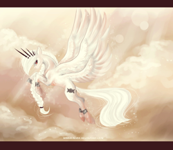 Size: 1500x1300 | Tagged: safe, artist:lanteria, derpibooru import, oc, oc only, oc:gorgo, alicorn, pony, alicorn oc, multiple horns, multiple wings, solo, spread wings