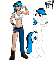 Size: 1200x1300 | Tagged: safe, artist:usagifriday, derpibooru import, oc, oc only, human, pony, belly button, bipedal, human ponidox, humanized, midriff