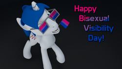 Size: 1920x1080 | Tagged: safe, artist:deloreandudetommy, derpibooru import, oc, oc only, oc:supersaw, 3d, bi pride day, bisexual pride flag, bisexuality, blender, flag, lgbt, pride